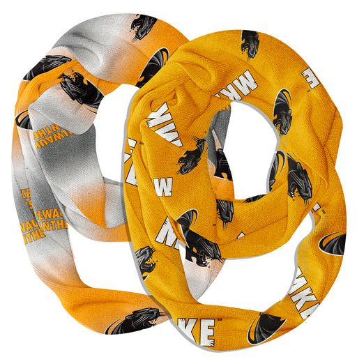 Milwaukee Panthers Vive La Fete All Over Logo Game Day Collegiate Women Set of 2 Light Weight Ultra Soft Infinity Scarfs