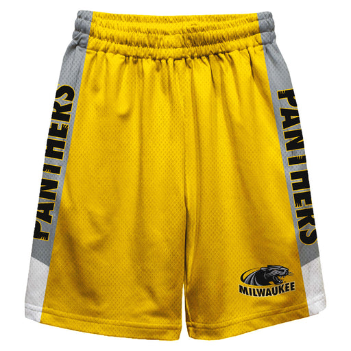 Milwaukee Panthers Vive La Fete Game Day Gold Stripes Boys Solid Gray Athletic Mesh Short