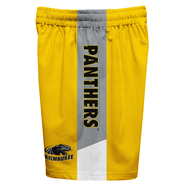 Milwaukee Panthers Vive La Fete Game Day Gold Stripes Boys Solid Gray Athletic Mesh Short - Vive La Fête - Online Apparel Store