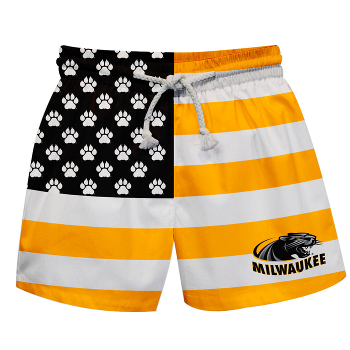 Milwaukee Panthers Vive La Fete Game Day Gold White Black Flag Swimtrunks V1