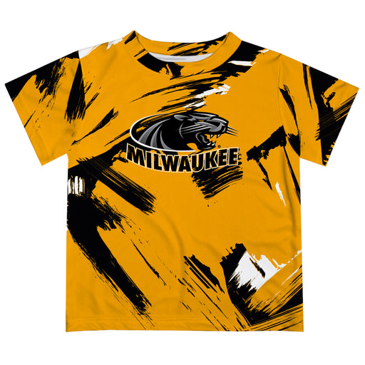 Wisconsin Milwaukee Panthers Vive La Fete Boys Game Day Gold Short Sleeve Tee Paint Brush