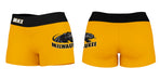 Milwaukee Panthers Vive La Fete Logo on Thigh & Waistband Gold Black Women Yoga Booty Workout Shorts 3.75 Inseam - Vive La Fête - Online Apparel Store