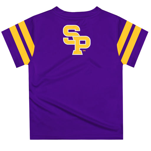UW-Stevens Point Pointers UWSP Vive La Fete Boys Game Day Purple Short Sleeve Tee with Stripes on Sleeves - Vive La Fête - Online Apparel Store