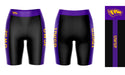 UW-Stevens Point Pointers Vive La Fete Game Day Logo on Waistband and Purple Stripes Black Women Bike Short 9 Inseam - Vive La Fête - Online Apparel Store