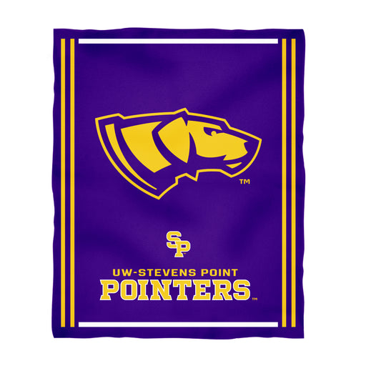 UW-Stevens Point Pointers UWSP Vive La Fete Kids Game Day Purple Plush Soft Minky Blanket 36 x 48 Mascot