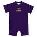 UWSP University of Wisconsin Stevens Point Pointers Embroidered Purple Knit Short Sleeve Boys Romper