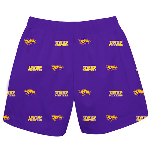 UW-Stevens Point Pointers Vive La Fete Boys Game Day All Over Logo Elastic Waist Classic Play Purple Pull On Short