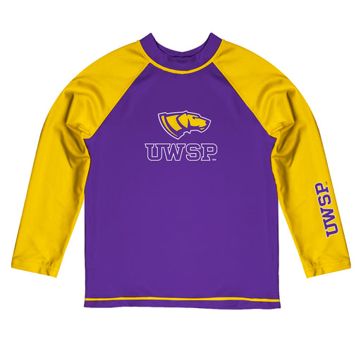 UW-Stevens Point Pointers UWSP Vive La Fete Logo Purple Gold Long Sleeve Raglan Rashguard