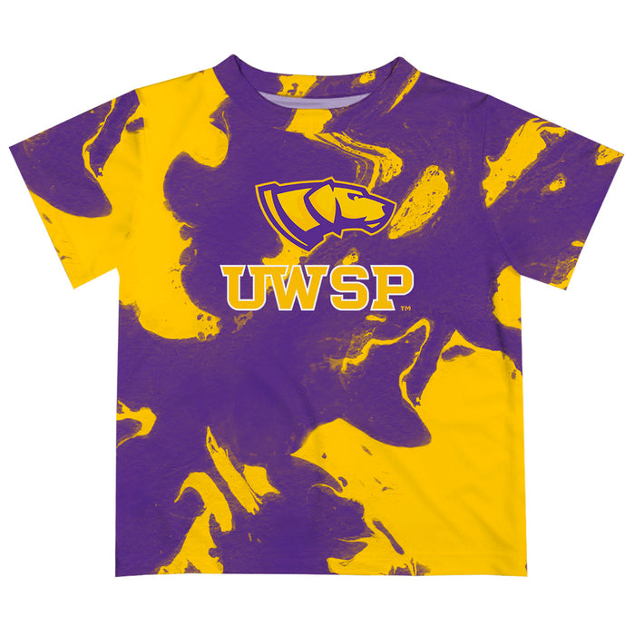 UWSP University of Wisconsin Stevens Point Pointers Vive La Fete Marble Boys Game Day Purple Short Sleeve Tee