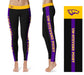 UW-Stevens Point Pointers UWSP Vive La Fete Game Day Collegiate Purple Stripes Women Black Yoga Leggings 2 Waist Tights - Vive La Fête - Online Apparel Store