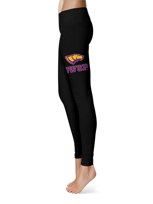 UW-Stevens Point Pointers UWSP Vive La Fete Collegiate Large Logo on Thigh Women Black Yoga Leggings 2.5 Waist Tights - Vive La Fête - Online Apparel Store