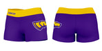 Stevens Point Pointers Vive La Fete Logo on Thigh & Waistband Purple Gold Women Yoga Booty Workout Shorts 3.75 Inseam - Vive La Fête - Online Apparel Store