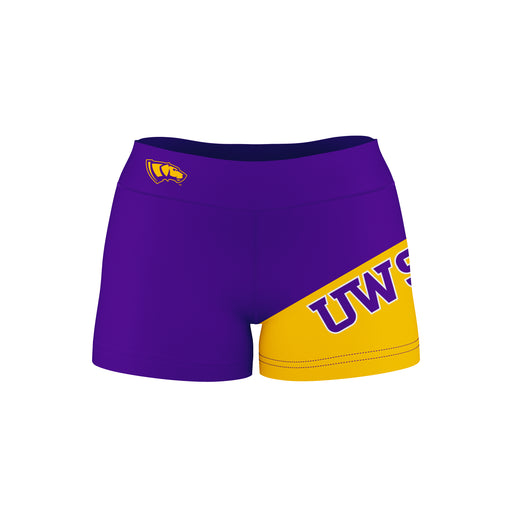 UW-Stevens Point Pointers Vive La Fete Game Day Collegiate Leg Color Block Women Purple Gold Optimum Yoga Short