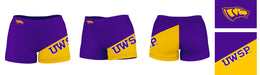 UW-Stevens Point Pointers Vive La Fete Game Day Collegiate Leg Color Block Women Purple Gold Optimum Yoga Short - Vive La Fête - Online Apparel Store