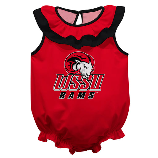 WSSU Winston-Salem State Rams Red Sleeveless Ruffle Onesie Logo Bodysuit