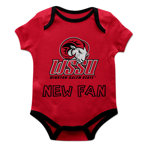 WSSU Winston-Salem State Rams Vive La Fete Infant Game Day Red Short Sleeve Onesie New Fan Logo and Mascot Bodysuit