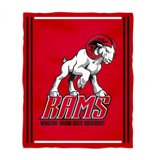 WSSU Winston-Salem State Rams Vive La Fete Kids Game Day Red Plush Soft Minky Blanket 36 x 48 Mascot