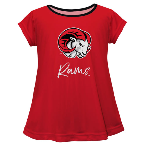 WSSU Winston-Salem State Rams Vive La Fete Girls Game Day Short Sleeve Red Top with School Logo and Name