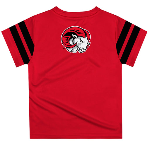 WSSU Winston-Salem State Rams Vive La Fete Boys Game Day Red Short Sleeve Tee with Stripes on Sleeves - Vive La Fête - Online Apparel Store