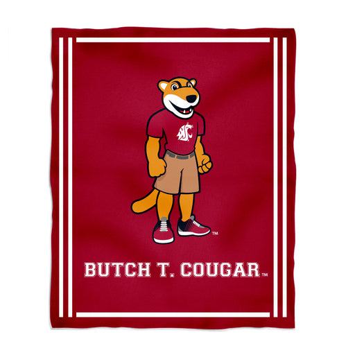 Washington State University WSU Cougars Vive La Fete Kids Game Day Crimson Plush Soft Minky Blanket 36 x 48 Mascot