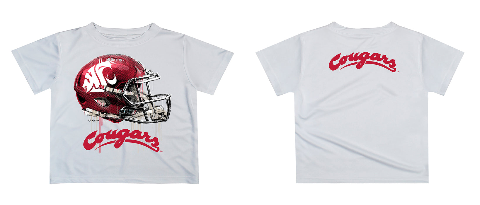 Washington State University WSU Cougars Original Dripping Football Helmet Crimson T-Shirt by Vive La Fete - Vive La Fête - Online Apparel Store
