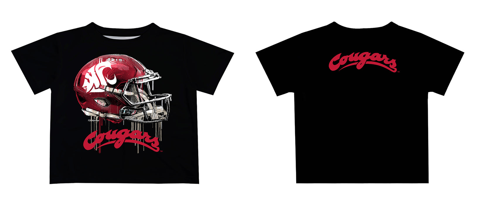 Washington State University WSU Cougars Original Dripping Football Helmet Crimson T-Shirt by Vive La Fete - Vive La Fête - Online Apparel Store