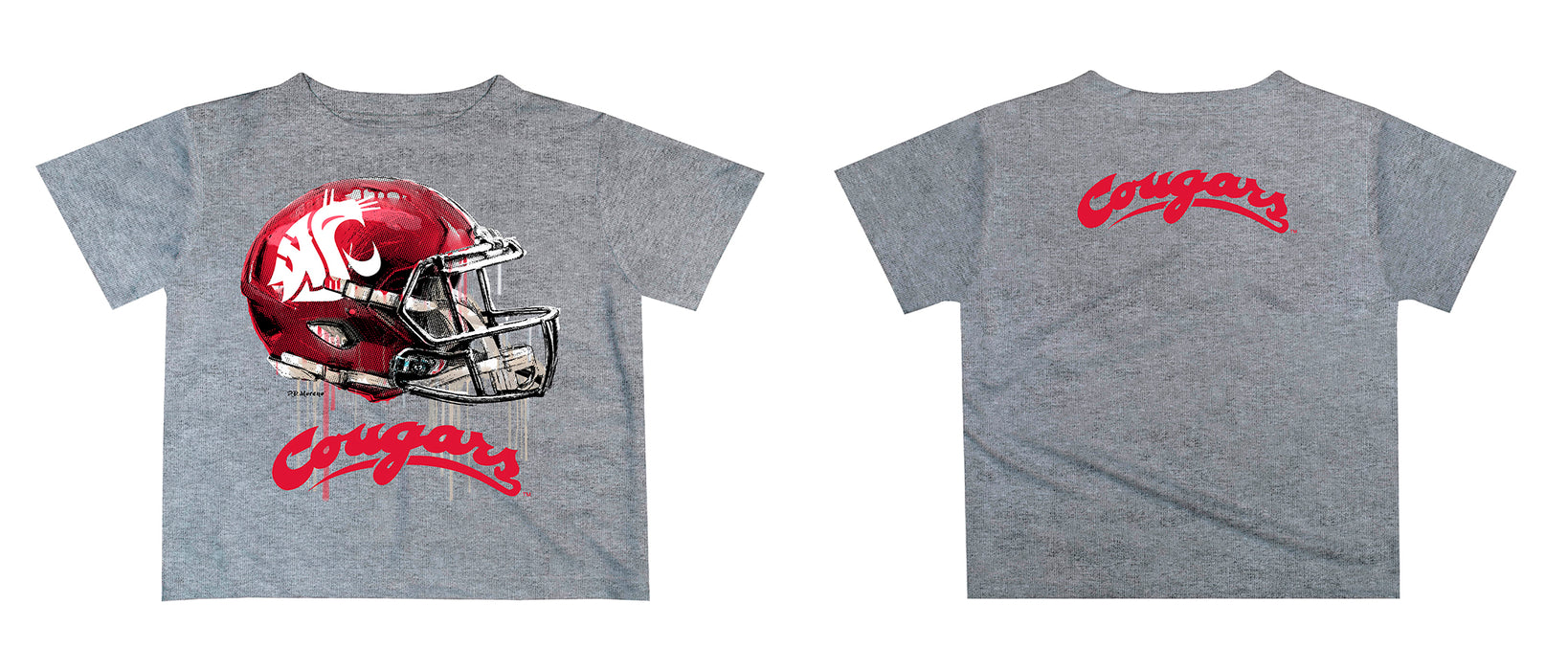 Washington State University WSU Cougars Original Dripping Football Helmet Crimson T-Shirt by Vive La Fete - Vive La Fête - Online Apparel Store
