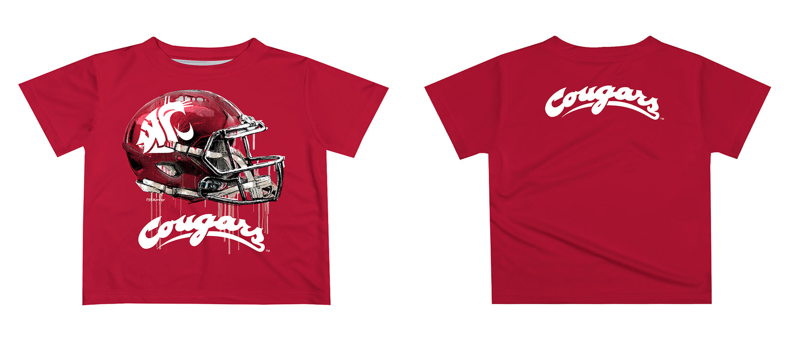 Washington State University WSU Cougars Original Dripping Football Helmet Crimson T-Shirt by Vive La Fete - Vive La Fête - Online Apparel Store