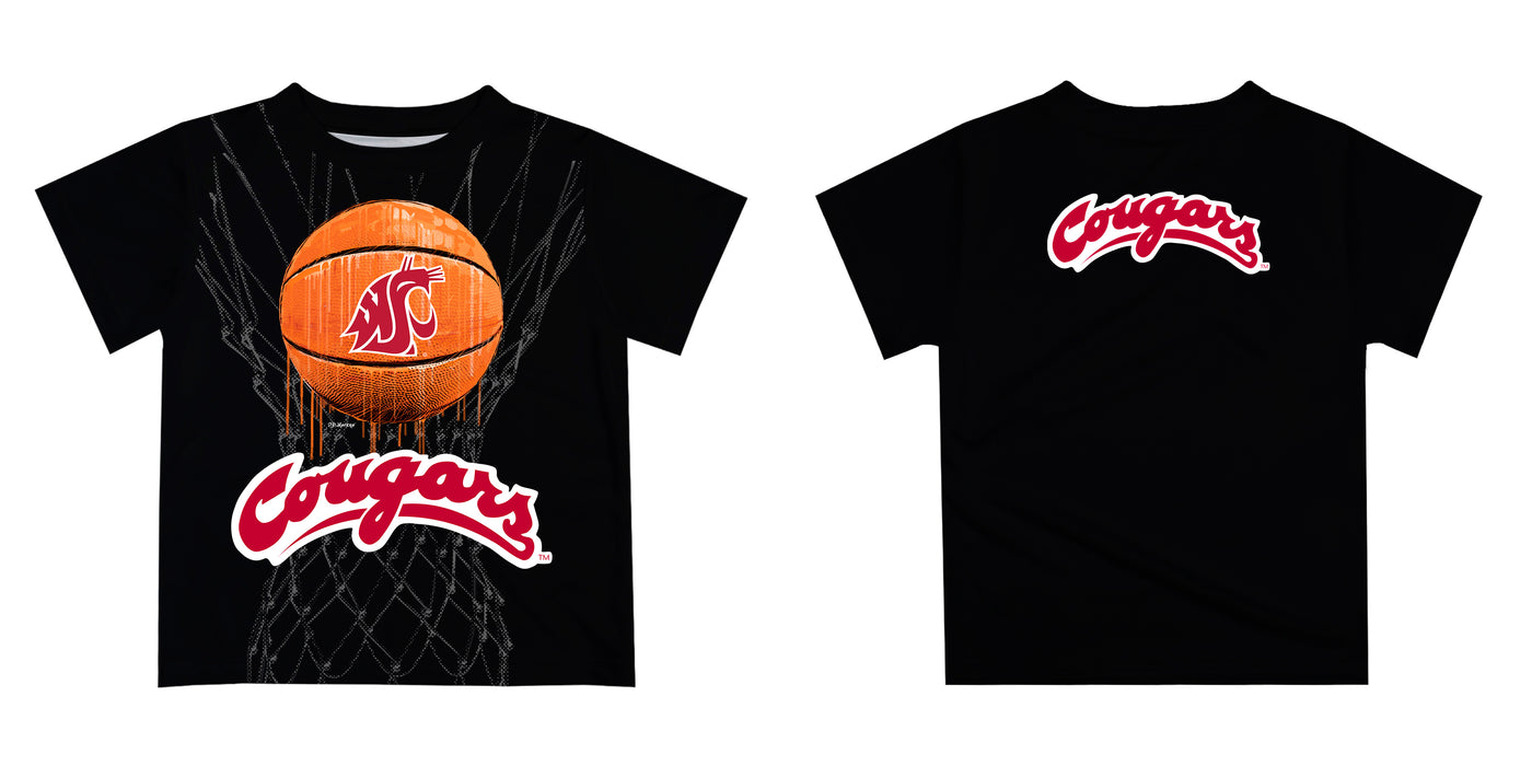 Washington State University WSU Cougars Original Dripping Basketball Black T-Shirt by Vive La Fete - Vive La Fête - Online Apparel Store