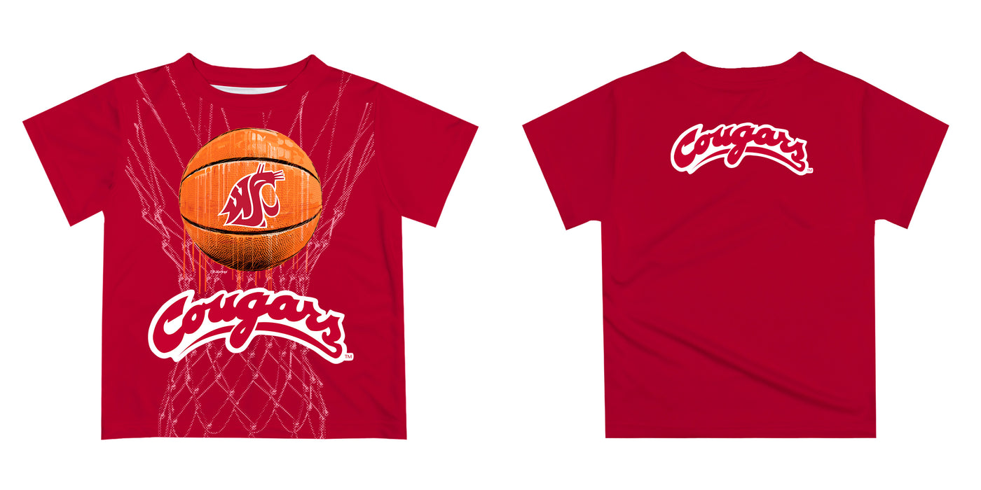 Washington State University WSU Cougars Original Dripping Basketball Crimson T-Shirt by Vive La Fete - Vive La Fête - Online Apparel Store