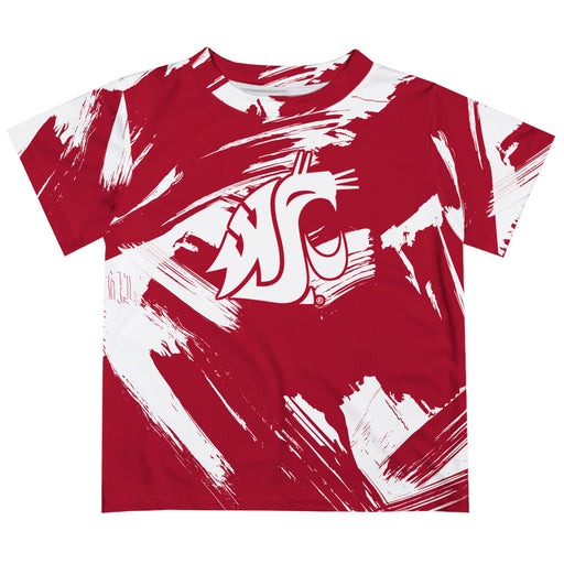 Washington State University WSU Cougars Vive La Fete Boys Game Day Crimson Short Sleeve Tee Paint Brush