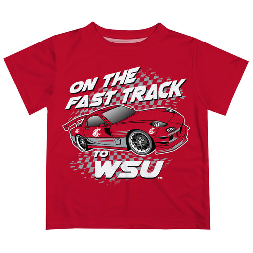 Washington State University WSU Cougars Vive La Fete Fast Track Boys Game Day Crimson Short Sleeve Tee