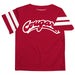 Washington State University WSU Cougars Vive La Fete Boys Game Day Crimson Short Sleeve Tee with Stripes on Sleeves