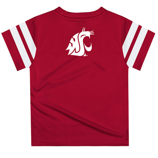 Washington State University WSU Cougars Vive La Fete Boys Game Day Crimson Short Sleeve Tee with Stripes on Sleeves - Vive La Fête - Online Apparel Store