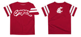 Washington State University WSU Cougars Vive La Fete Boys Game Day Crimson Short Sleeve Tee with Stripes on Sleeves - Vive La Fête - Online Apparel Store