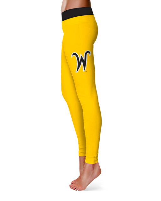 Wichita State Shockers WSU Vive La Fete Game Day Collegiate Logo on Thigh Gold Women Yoga Leggings 2.5 Waist Tights" - Vive La Fête - Online Apparel Store