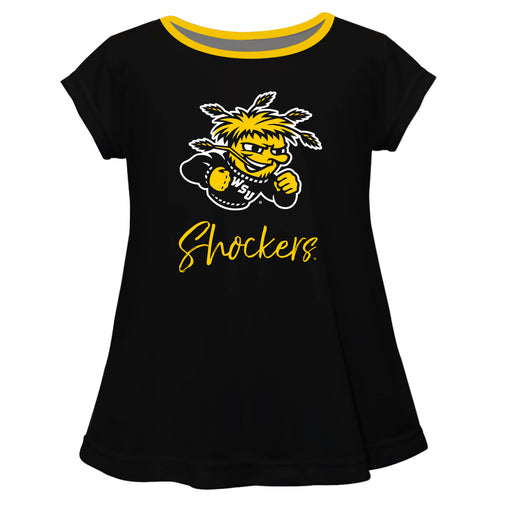Wichita State Shockers WSU Vive La Fete Girls Game Day Short Sleeve Black Top with School Mascot and Name - Vive La Fête - Online Apparel Store