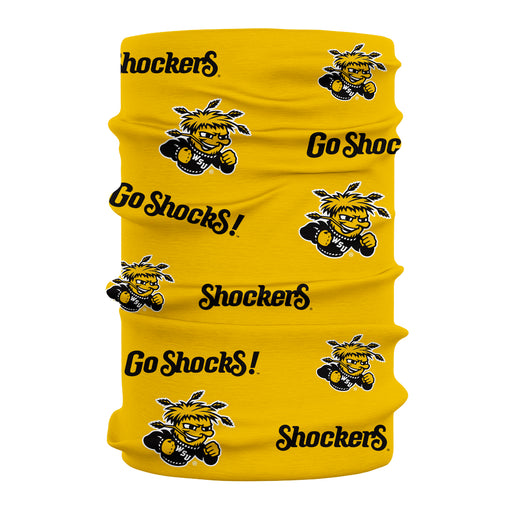 Wichita State University Shockers Neck Gaiter Yellow All Over Logo - Vive La Fête - Online Apparel Store