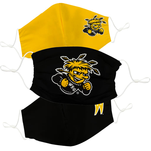 Wichita State University Shockers 3 Ply Face Mask 3 Pack Game Day Collegiate Unisex Face Covers Reusable Washable - Vive La Fête - Online Apparel Store