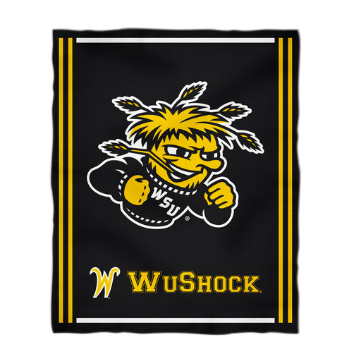 Wichita State Shockers WSU Vive La Fete Kids Game Day Black Plush Soft Minky Blanket 36 x 48 Mascot