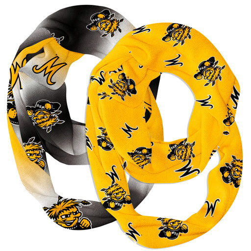 Wichita State Shockers Vive La Fete All Over Logo Collegiate Women Set of 2 Light Weight Ultra Soft Infinity Scarfs