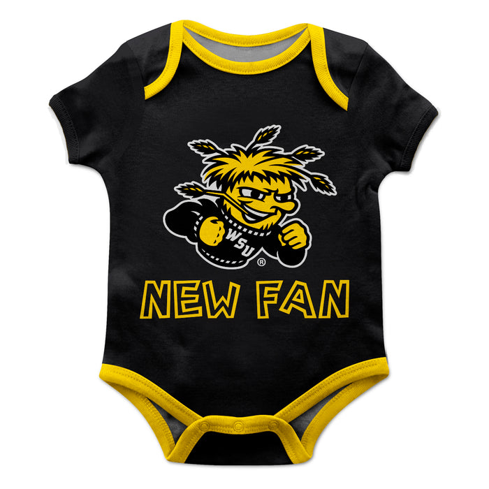 Wichita State Shockers WSU Vive La Fete Infant Game Day Black Short Sleeve Onesie New Fan Logo and Mascot Bodysuit