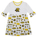 Wichita State Shockers WSU 3/4 Sleeve Solid White Repeat Print Hand Sketched Vive La Fete Impressions Artwork on Skirt