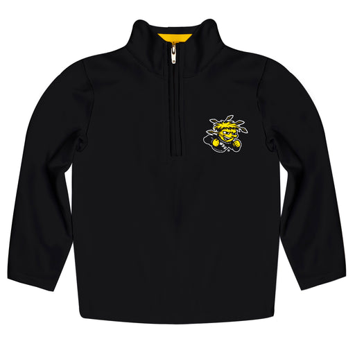 Wichita State Shockers WSU Vive La Fete Game Day Solid Black Quarter Zip Pullover Sleeves
