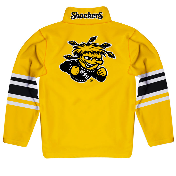 Wichita State Shockers WSU Vive La Fete Game Day Yellow Quarter Zip Pullover Stripes on Sleeves - Vive La Fête - Online Apparel Store