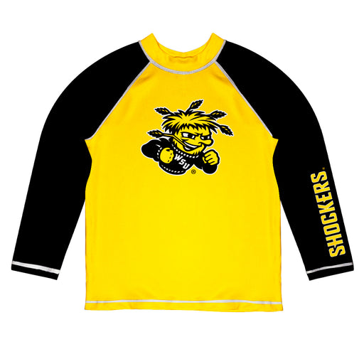 Wichita State Shockers WSU Vive La Fete Yellow and Black Long Sleeve Raglan Rashguard