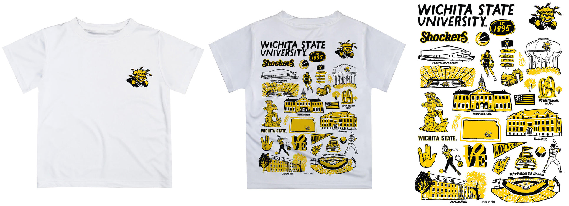 Wichita State Shockers WSU Hand Sketched Vive La Fete Impressions Artwork Boys Black Short Sleeve Tee Shirt - Vive La Fête - Online Apparel Store