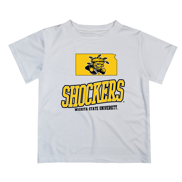 Wichita State Shockers WSU Vive La Fete State Map White Short Sleeve Tee Shirt