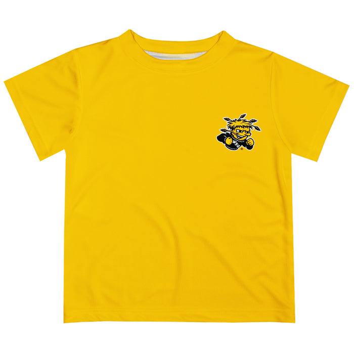 Wichita State Shockers WSU Hand Sketched Vive La Fete Impressions Artwork Boys Yellow Short Sleeve Tee Shirt