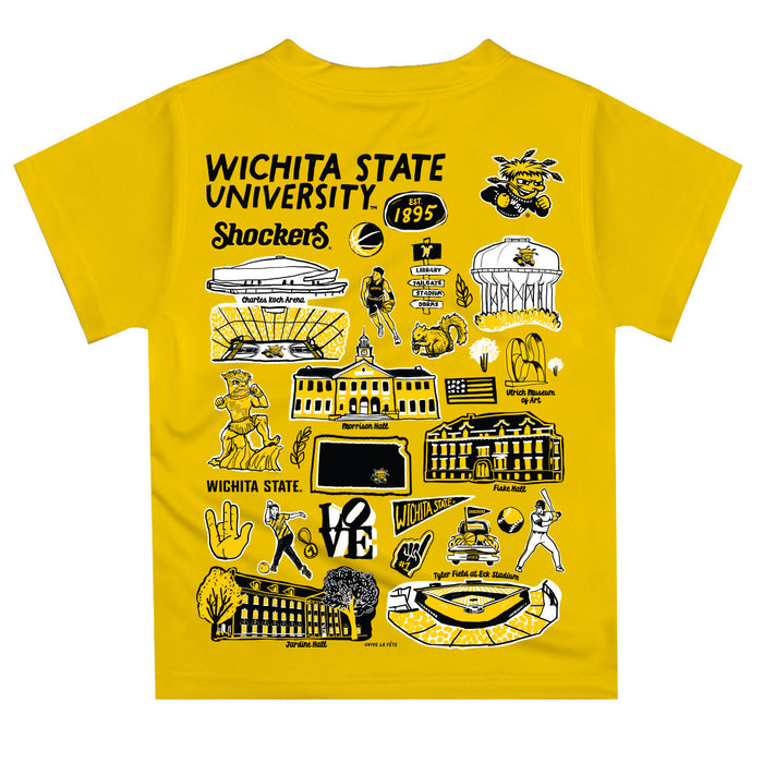 Wichita State Shockers WSU Hand Sketched Vive La Fete Impressions Artwork Boys Black Short Sleeve Tee Shirt - Vive La Fête - Online Apparel Store